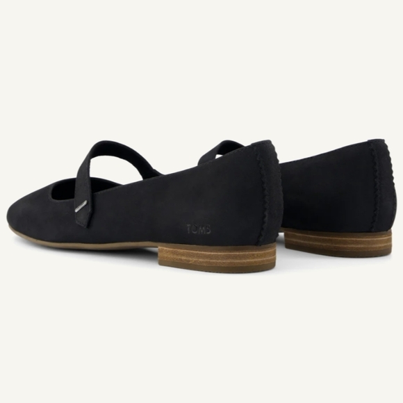 Toms Leather Bianca Ballet Flats Size 10 Dark Grey Almost Black - Picture 3 of 3